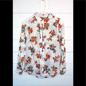 XS Old navy, cotton, sheer blouse, floral, spring
